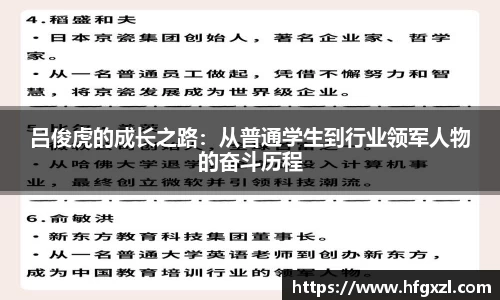 吕俊虎的成长之路：从普通学生到行业领军人物的奋斗历程